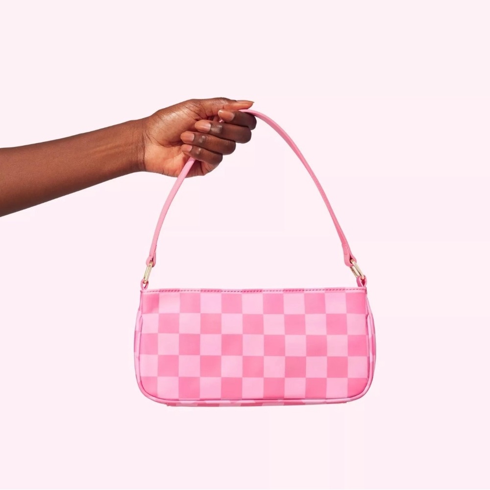 Brand new Stoney Clover Dylan baguette 90s bag purse pink checkered
